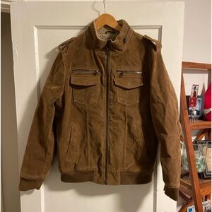 Levi's Men's Faux Suede Sherpa Lined Aviator Bomber Jacket L  Brown Coat Classic